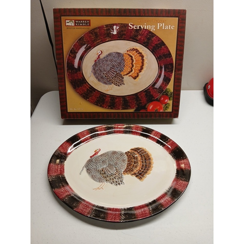 Vintage 2002 Boston Warehouse Harvest‎ Turkey Serving Platter 16 X 12 1/2